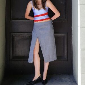 Mode Mischief Slice Pleat Midi Skirt (nwt)